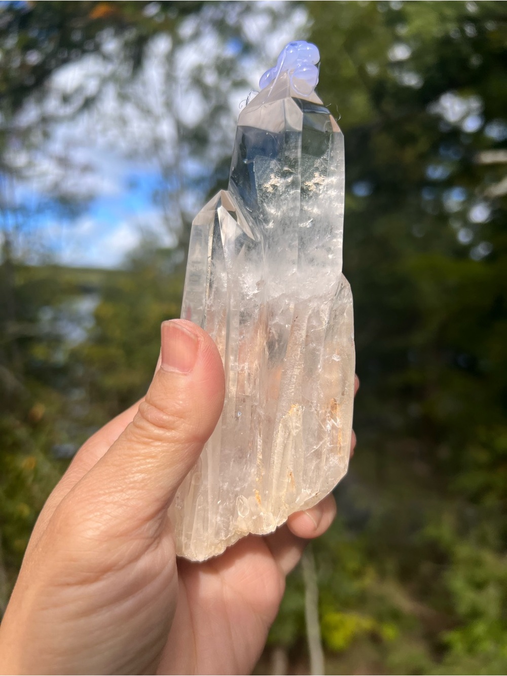 Clear (3) Quartz double Point - crystal